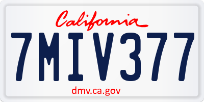 CA license plate 7MIV377