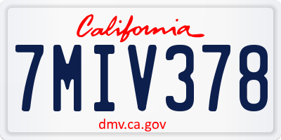 CA license plate 7MIV378