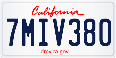 CA license plate 7MIV380