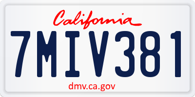CA license plate 7MIV381