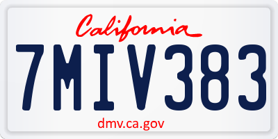 CA license plate 7MIV383