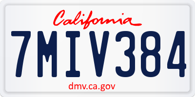 CA license plate 7MIV384