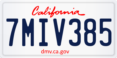 CA license plate 7MIV385