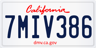 CA license plate 7MIV386