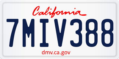 CA license plate 7MIV388