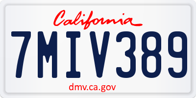 CA license plate 7MIV389