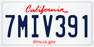 CA license plate 7MIV391