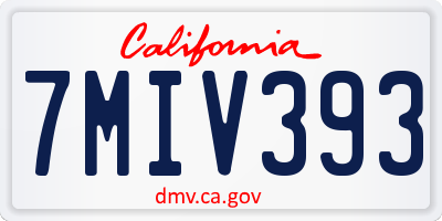 CA license plate 7MIV393