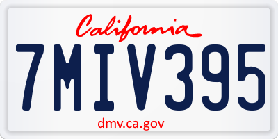 CA license plate 7MIV395