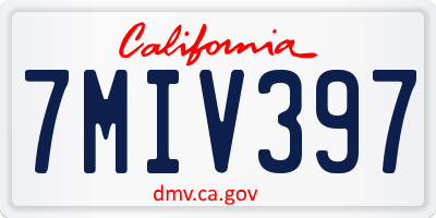 CA license plate 7MIV397