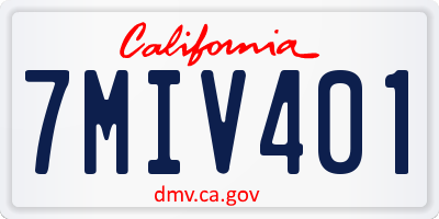 CA license plate 7MIV401