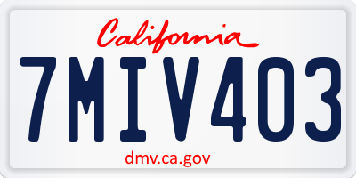 CA license plate 7MIV403