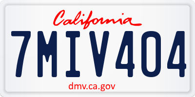 CA license plate 7MIV404