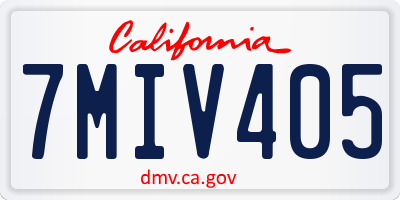 CA license plate 7MIV405