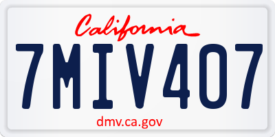 CA license plate 7MIV407