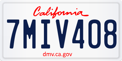 CA license plate 7MIV408