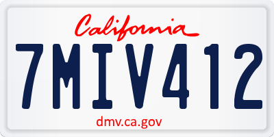 CA license plate 7MIV412
