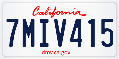 CA license plate 7MIV415