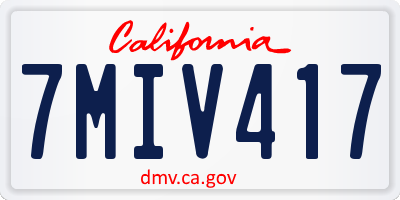 CA license plate 7MIV417