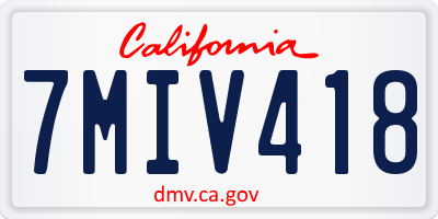 CA license plate 7MIV418