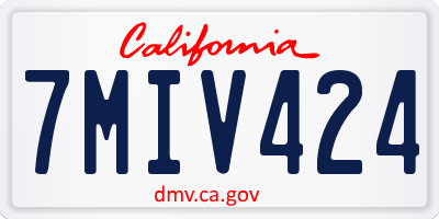CA license plate 7MIV424