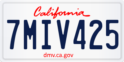 CA license plate 7MIV425