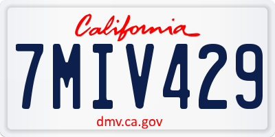 CA license plate 7MIV429