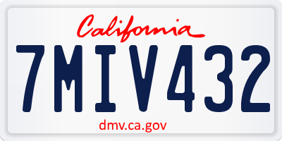 CA license plate 7MIV432