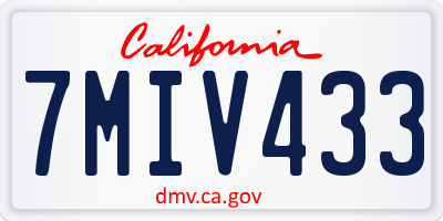 CA license plate 7MIV433