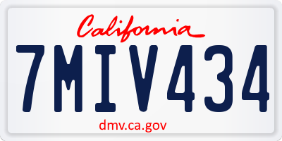 CA license plate 7MIV434