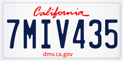 CA license plate 7MIV435