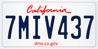 CA license plate 7MIV437