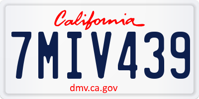 CA license plate 7MIV439