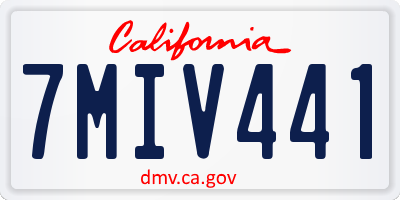 CA license plate 7MIV441