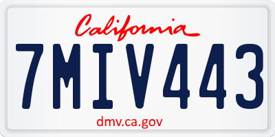 CA license plate 7MIV443