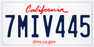 CA license plate 7MIV445
