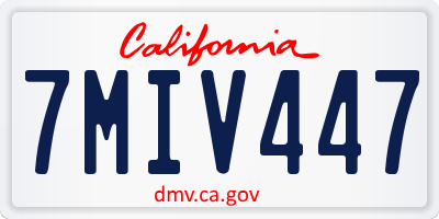CA license plate 7MIV447