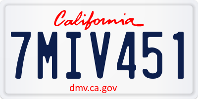 CA license plate 7MIV451