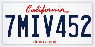 CA license plate 7MIV452
