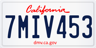 CA license plate 7MIV453