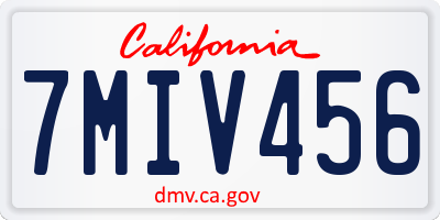 CA license plate 7MIV456
