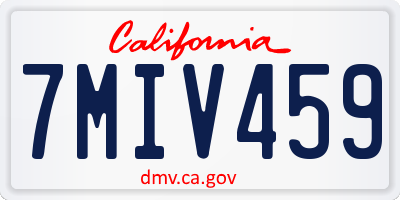 CA license plate 7MIV459