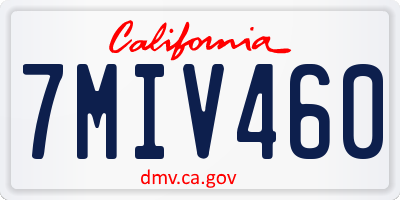 CA license plate 7MIV460
