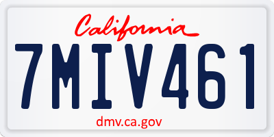 CA license plate 7MIV461