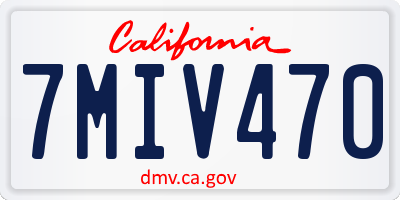 CA license plate 7MIV470