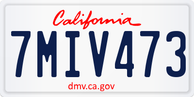 CA license plate 7MIV473