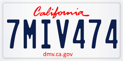 CA license plate 7MIV474