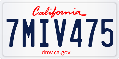 CA license plate 7MIV475