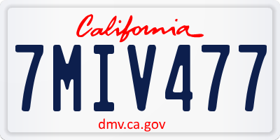 CA license plate 7MIV477