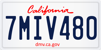 CA license plate 7MIV480
